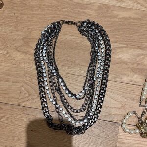 Elegant Black and Silver Layered Necklace